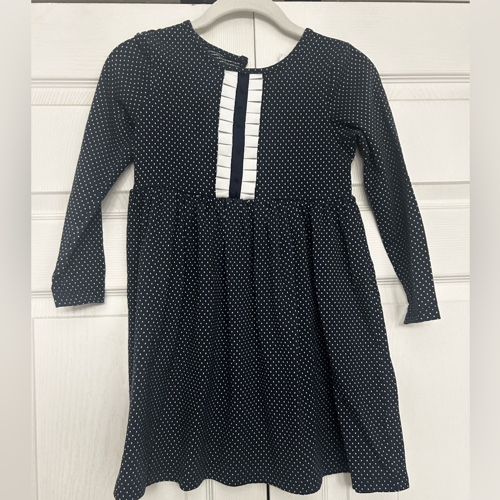 Rachel Riley Navy and White Polka Dot Dress